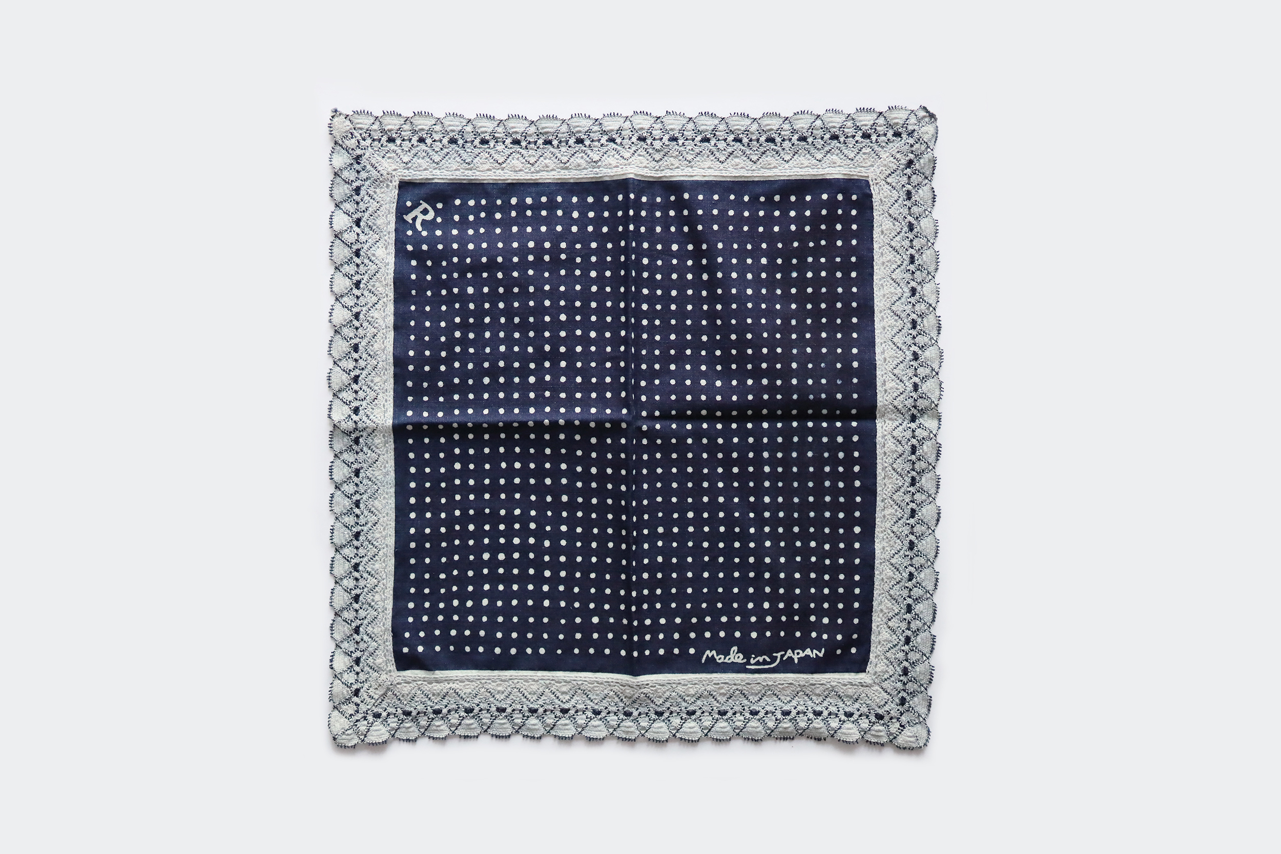 45R  Lace dot indigo handkerchief